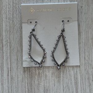 Kendra Scott BEA SILVER CRYSTAL Drop Frame Hoop Earrings